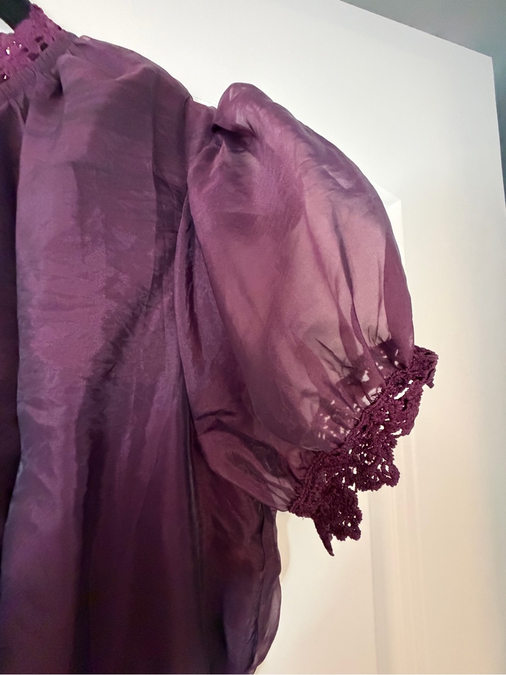 Deep Plum Dress with Lace Trim - Picture 6 of 8